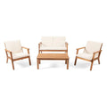 Avacyn Outdoor Acacia Wood 4-Seater Chat Set with Cushions