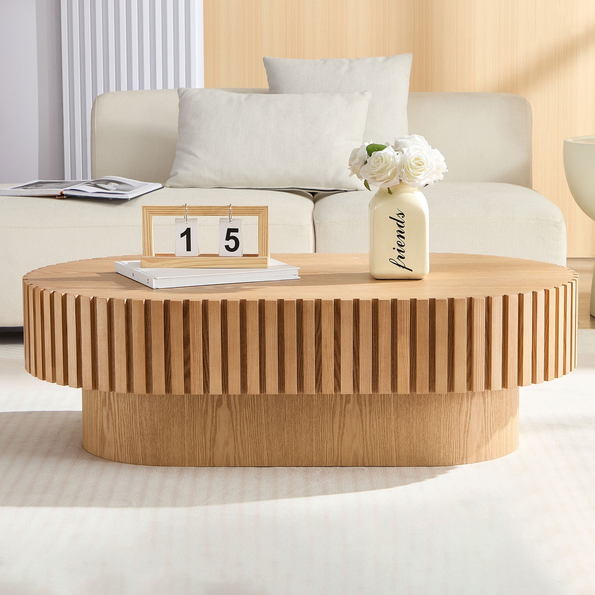 43.7 Inch Modern Handcrafted Drum Coffee Table