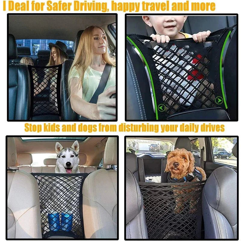 Elastic Car Storage Net Bag | Stretchable Divider Organizer Between Front Seats