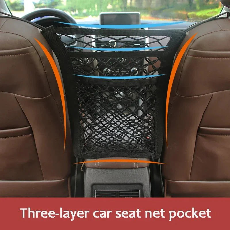 Elastic Car Storage Net Bag | Stretchable Divider Organizer Between Front Seats