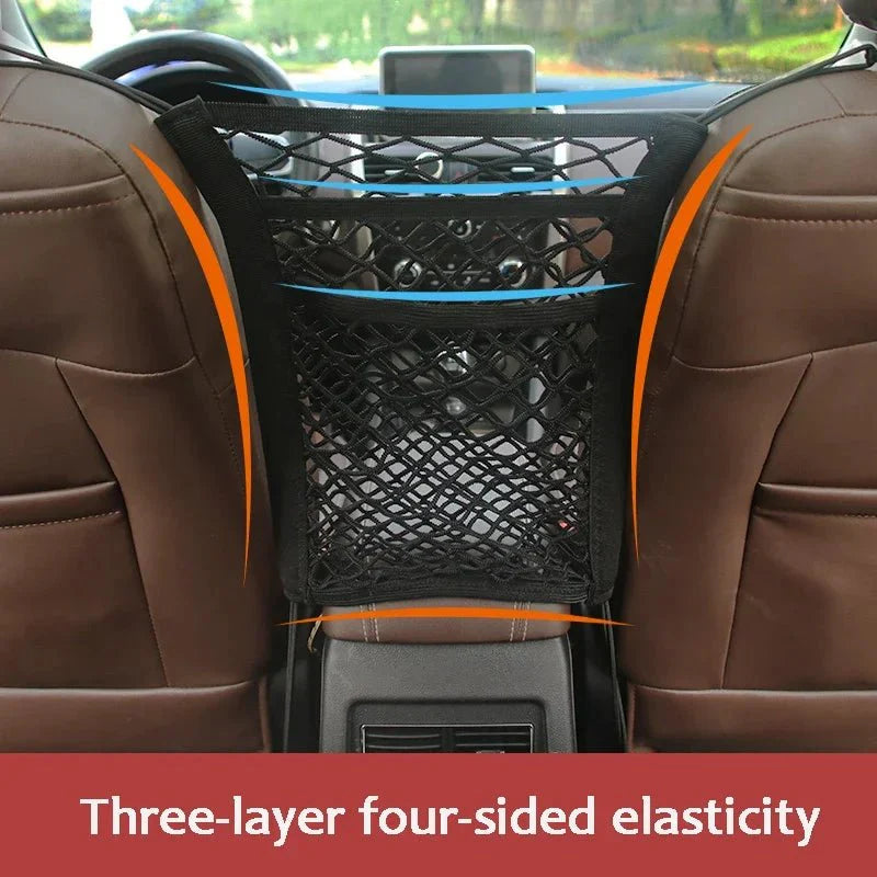 Elastic Car Storage Net Bag | Stretchable Divider Organizer Between Front Seats