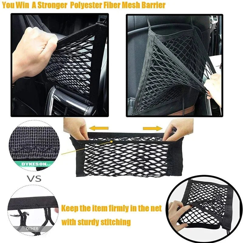 Elastic Car Storage Net Bag | Stretchable Divider Organizer Between Front Seats