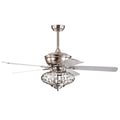 52 Inches Ceiling Fan with Wooden Blades and Remote Control-Silver