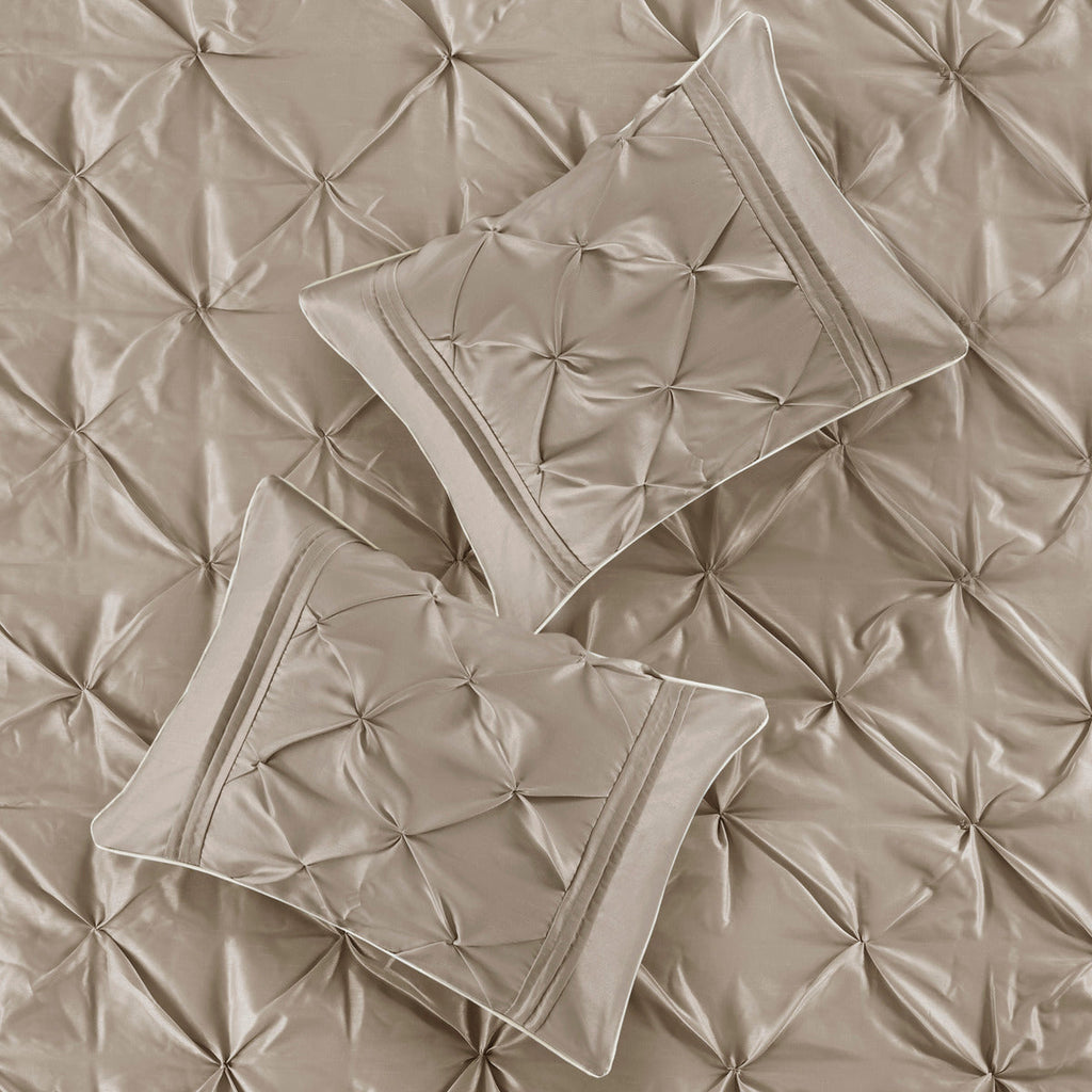 7 Piece Tufted Comforter Set Taupe California King