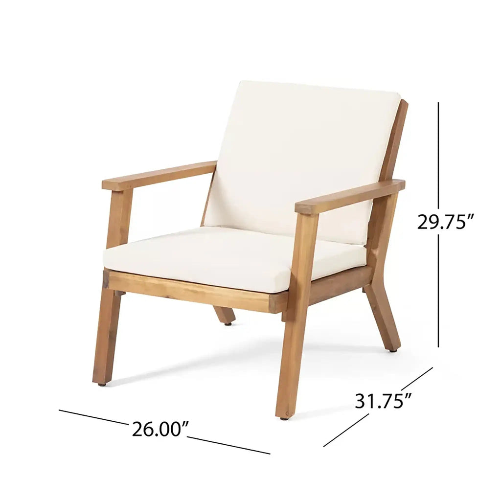 Avacyn Outdoor Acacia Wood 4-Seater Chat Set with Cushions