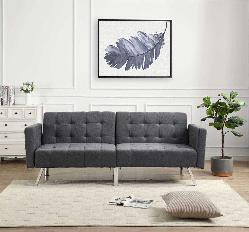 Sofa Bed Convertible Folding Lounge Couch Loveseat Sleeper Sofa Armrests - Dark Gray
