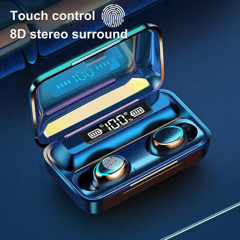 F9-5C Wireless Bluetooth Earphones | 9D Stereo, Waterproof, Noise Cancelling Headset with Charging Case
