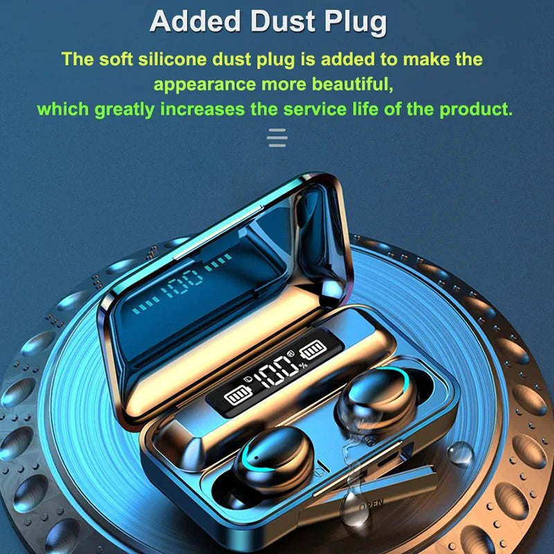 F9-5C Wireless Bluetooth Earphones | 9D Stereo, Waterproof, Noise Cancelling Headset with Charging Case