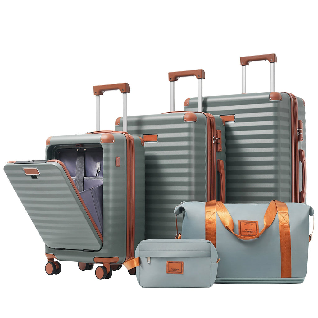 Deluxe 5-Piece Hard-Side Luggage Set with USB and TSA Security