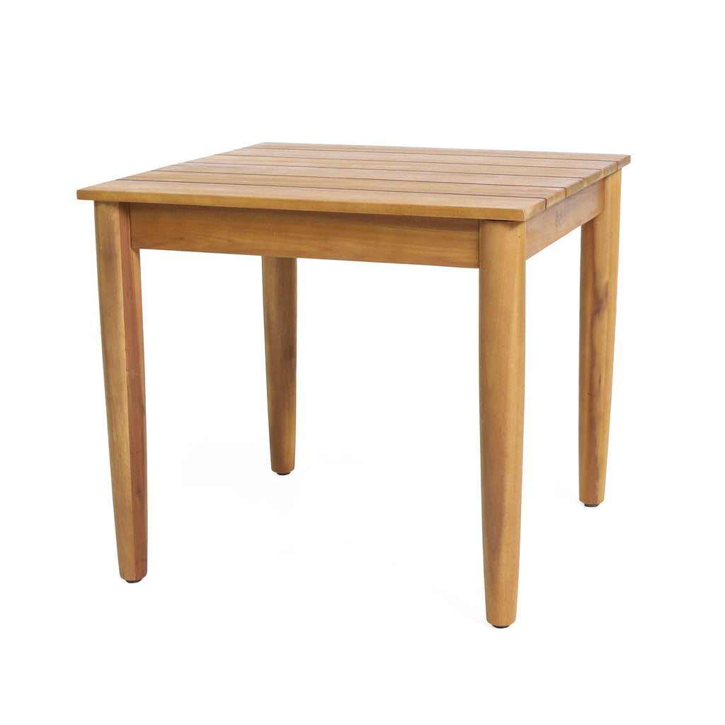 Outdoor Square Side Table with Slatted Top and Wood Frame - Teak