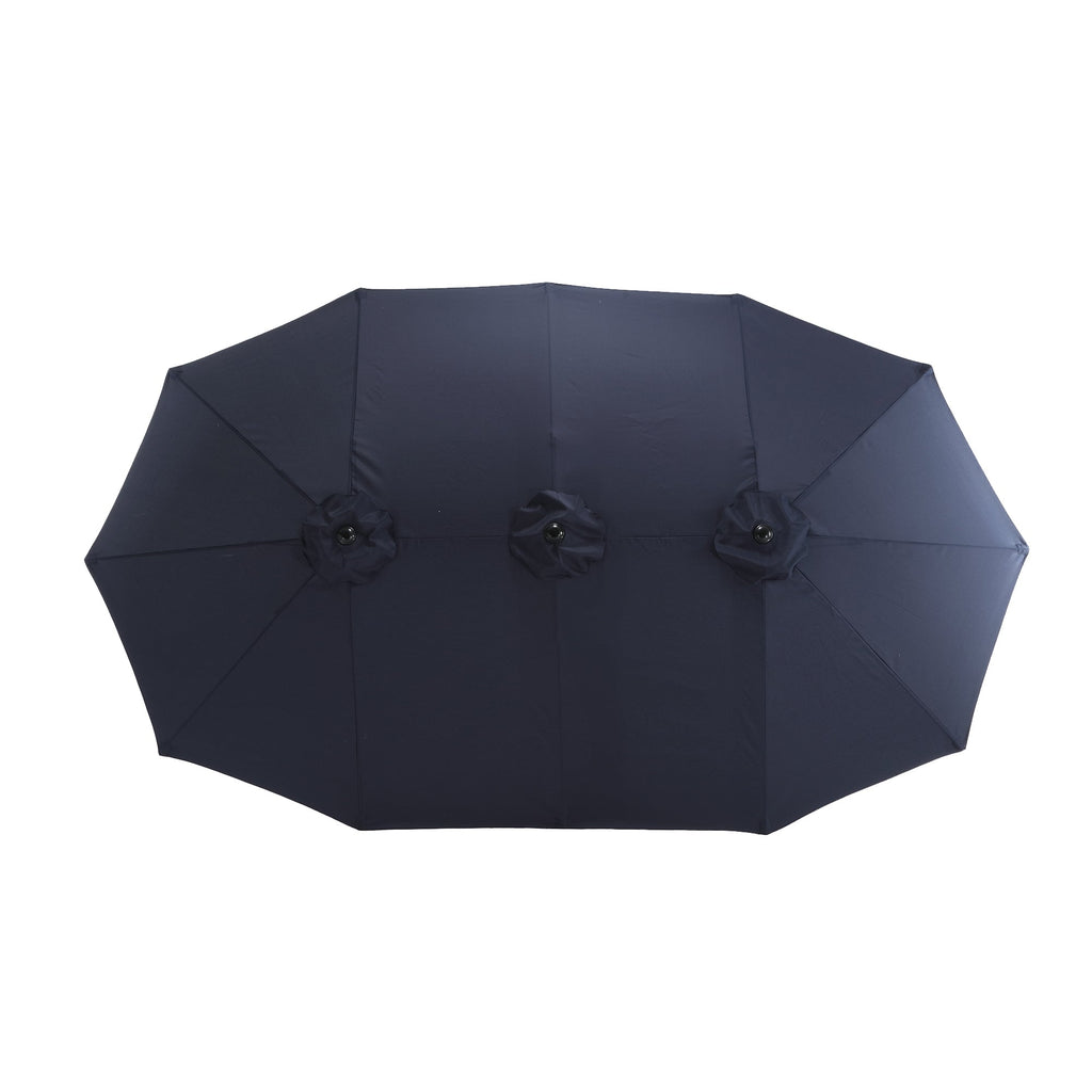 14.8 Ft Double Sided Outdoor Umbrella Rectangular Large with Crank (Navy Blue)