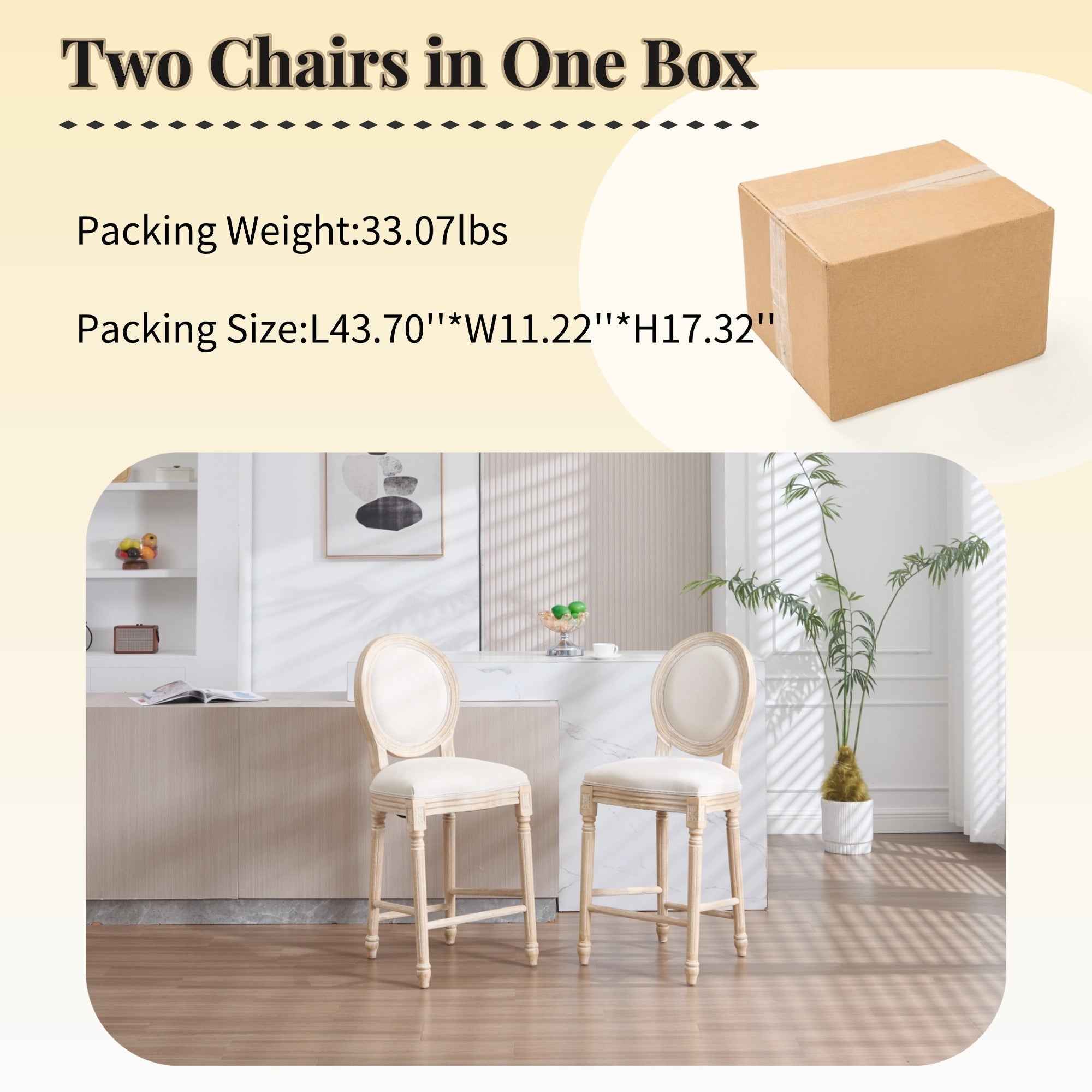 French Country 26'' Height Bar Chairs Set of 2