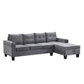 Modern Sectional Sofa Set with L Shape Chaise Lounge and Storage in Grey Velvet Fabric
