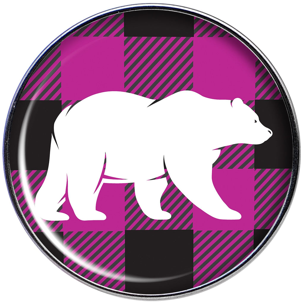Pink Black Plaid Polar Bear Barbell Tongue Ring