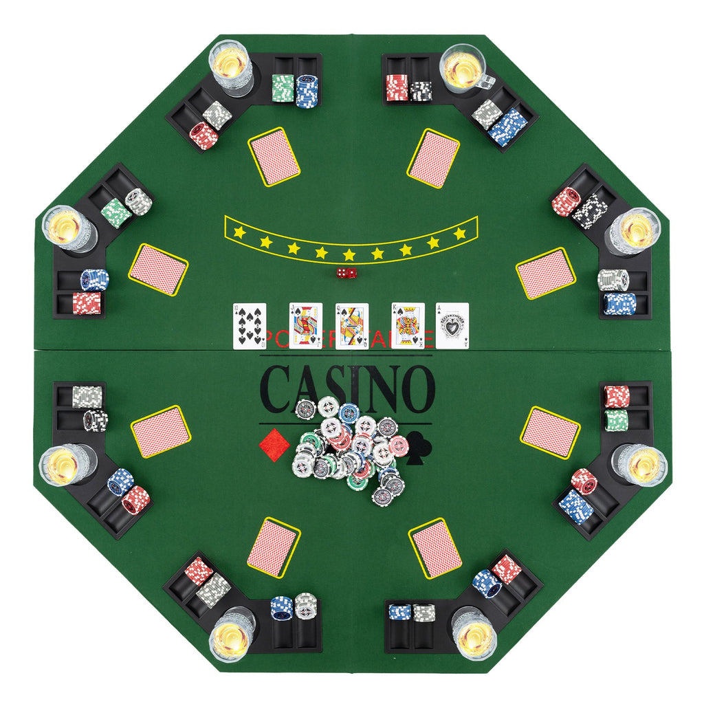 8-Player Foldable Poker Table Top with Carrying Bag