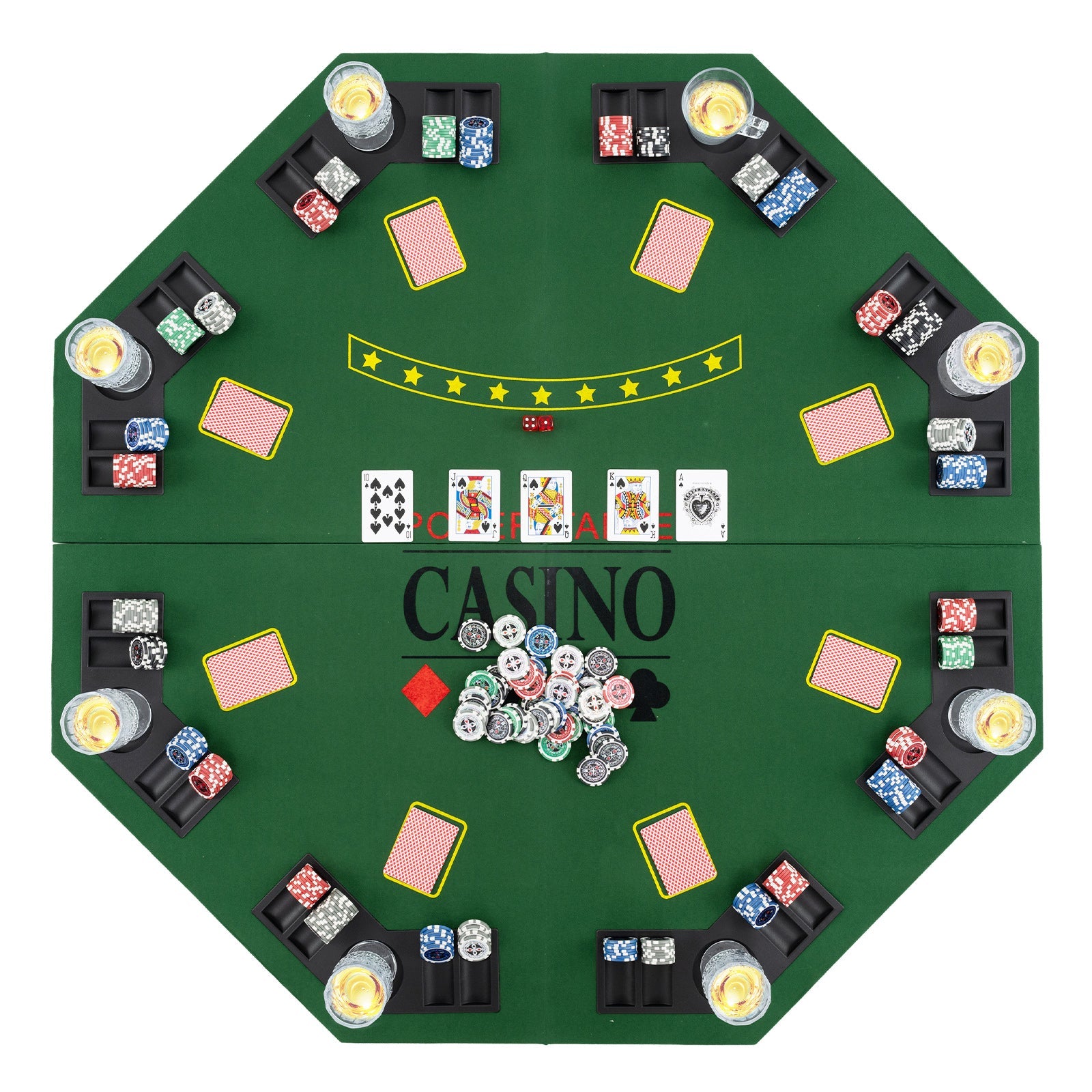 8-Player Foldable Poker Table Top with Carrying Bag