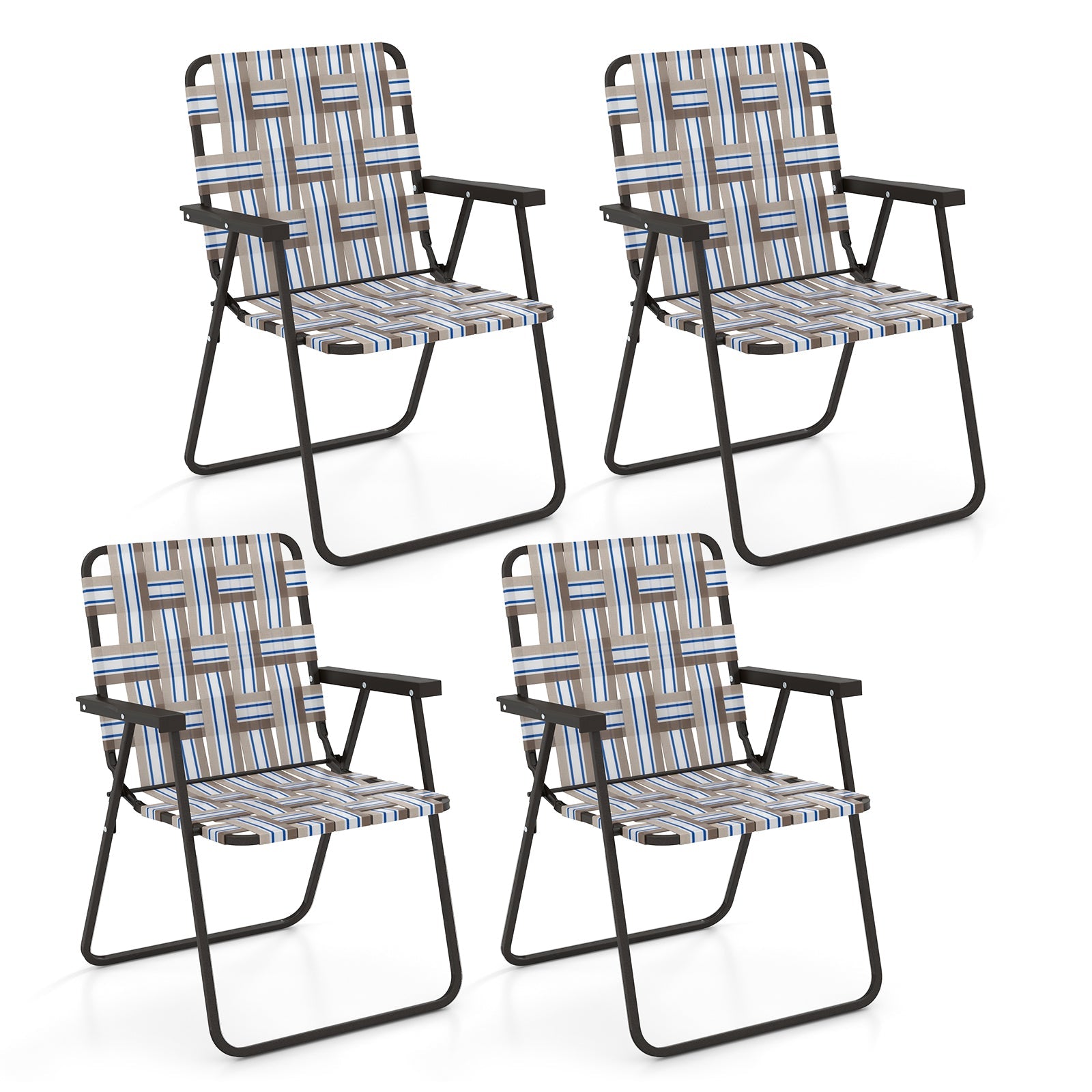 4 Pieces Folding Beach Chair Camping Lawn Webbing Chair