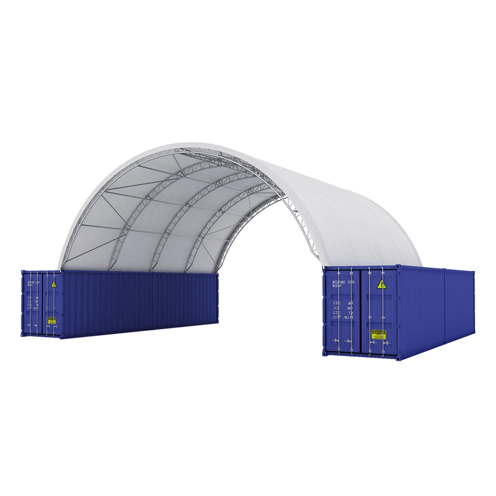 Reinforced 40'x40'x15' Double Truss Container Shelter