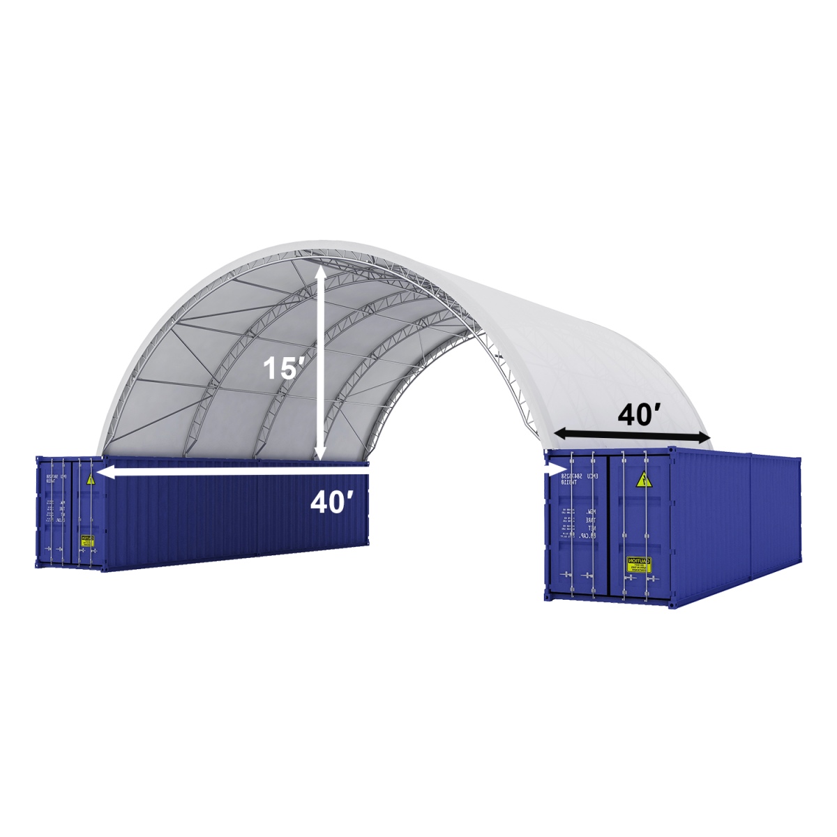 Reinforced 40'x40'x15' Double Truss Container Shelter