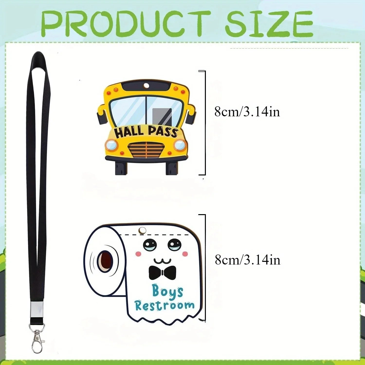 Hall Pass Lanyards and School Passes | 6-Piece Cute Classroom Set