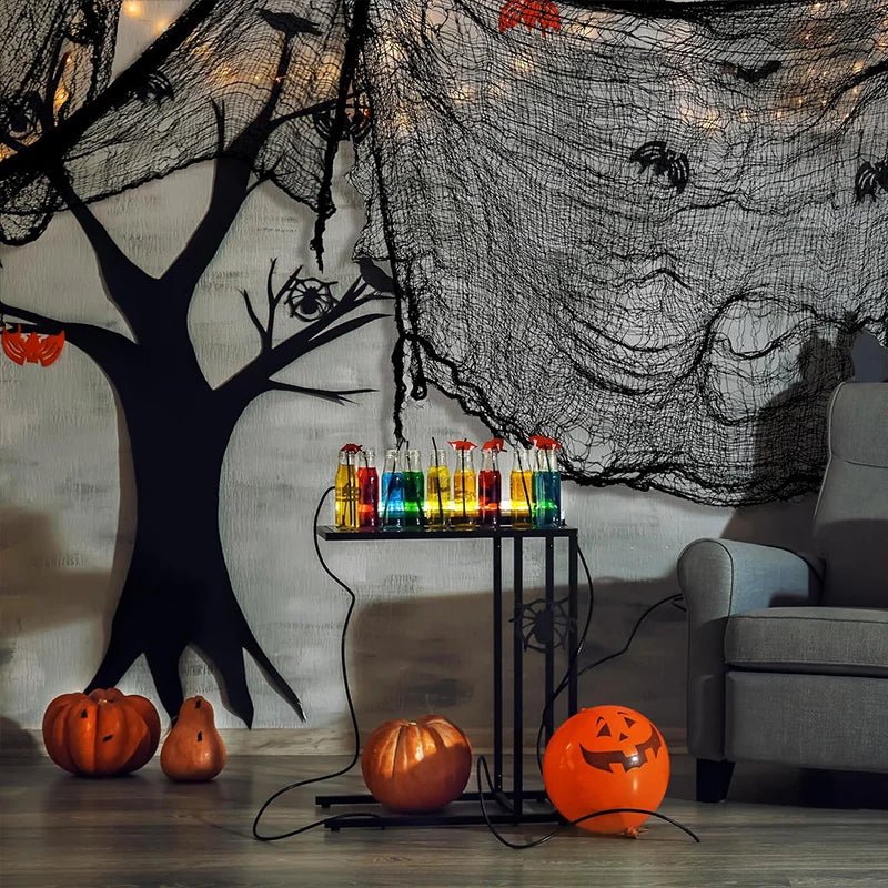 Halloween Black Gauze Cloth | Hanging Decoration for Spooky Events