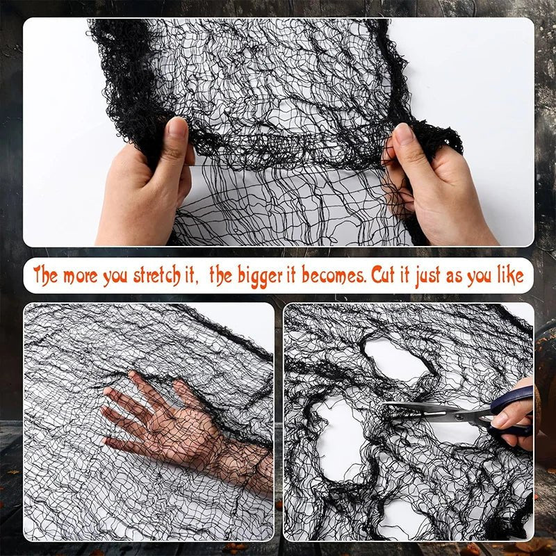 Halloween Black Gauze Cloth | Hanging Decoration for Spooky Events
