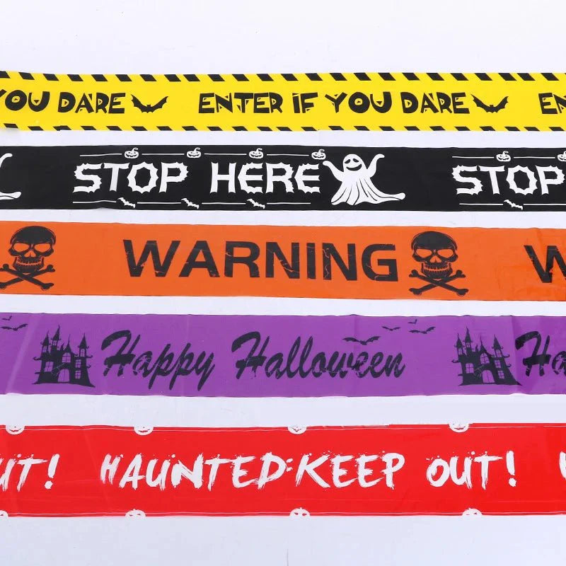 Halloween Skull Head Warning Tape | 19.69 ft x 3.15 in Plastic Decoration