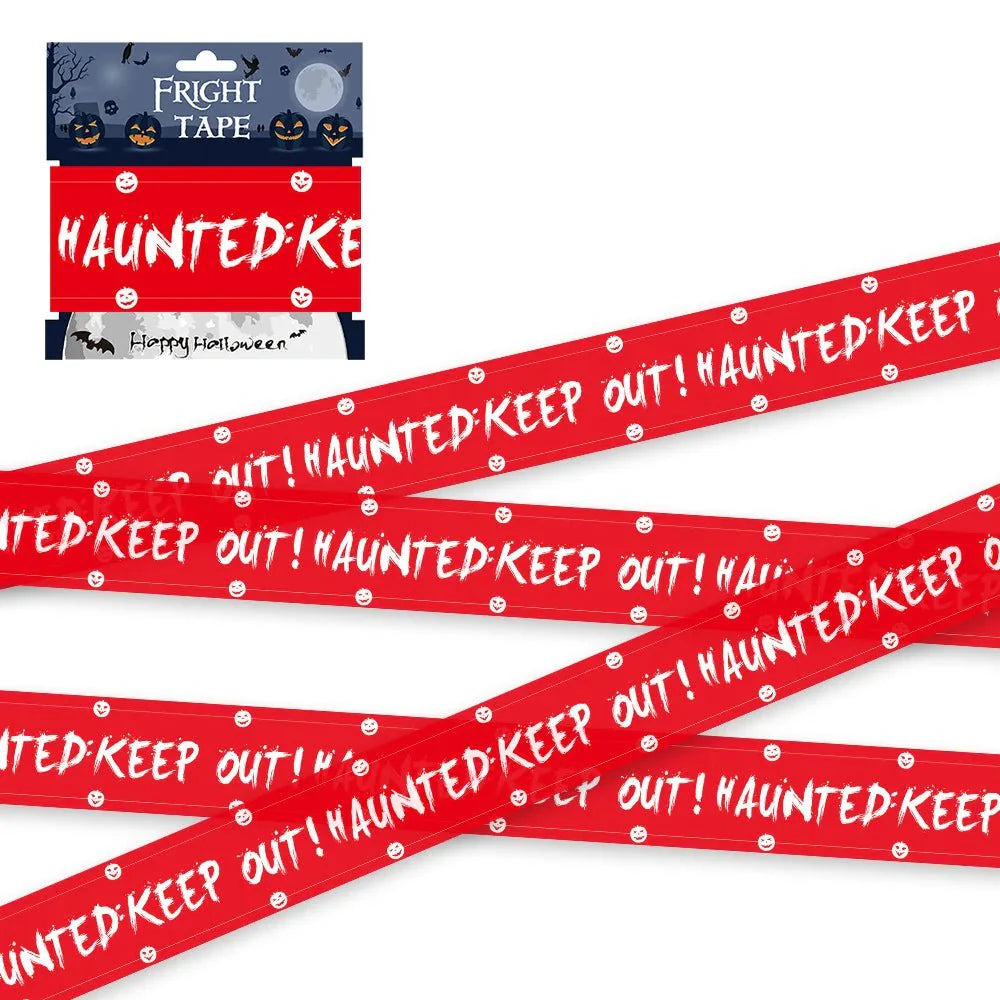 Halloween Skull Head Warning Tape | 19.69 ft x 3.15 in Plastic Decoration