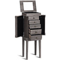 Standing Jewelry Cabinet Storage Organizer with Wooden Legs-Gray