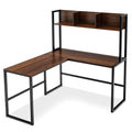 Reversible L-Shaped Corner Desk with Storage Bookshelf