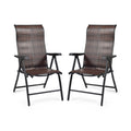 2 Pieces Patio Rattan Folding Reclining Chair