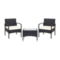 3 Pieces Patio Wicker Rattan Furniture Set with Cushion for Lawn Backyard
