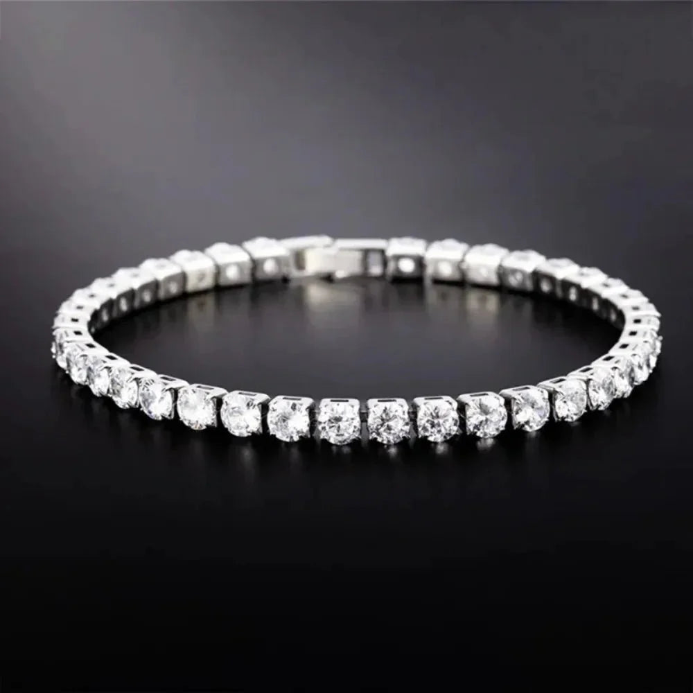 Iced Out Tennis Bracelet | Unisex Silver Chain Jewelry