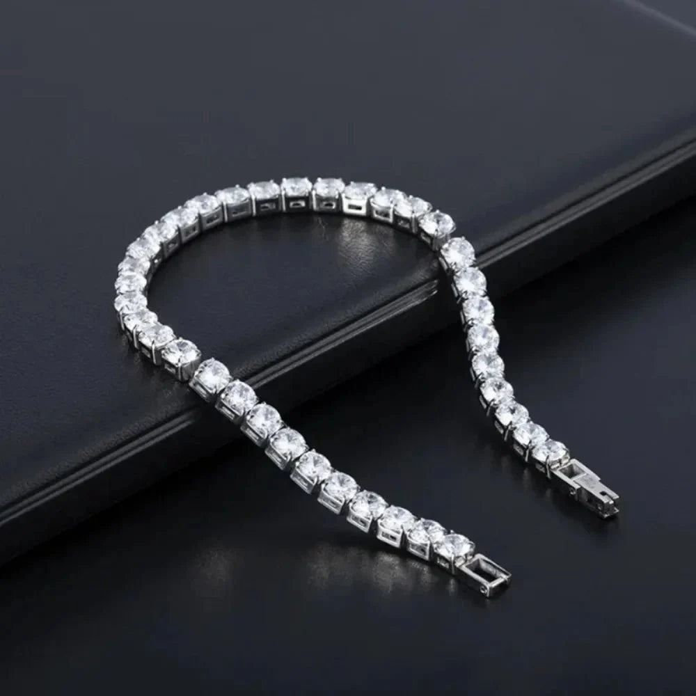 Iced Out Tennis Bracelet | Unisex Silver Chain Jewelry