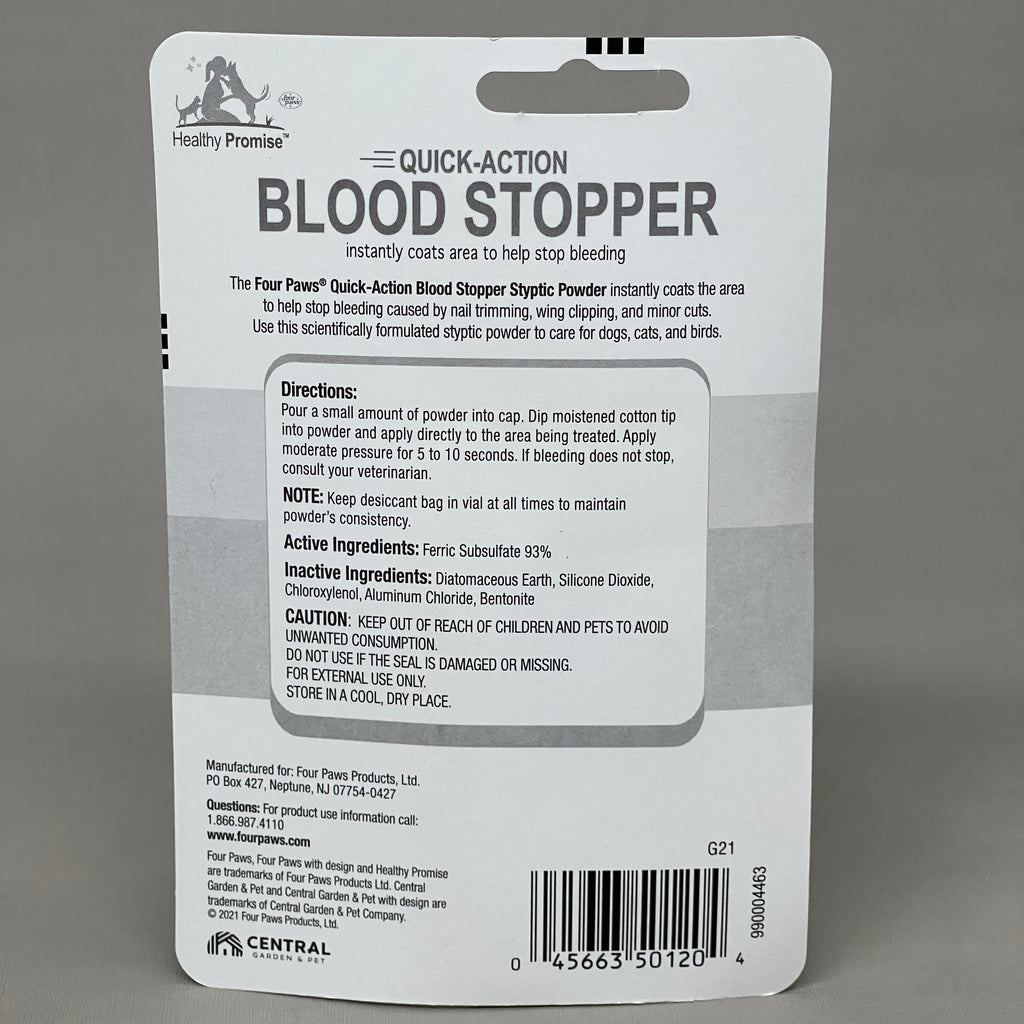 ZA@ FOUR PAWS Pack of 3 Quick Action Blood Stopper Styptic Powder Bottles 0.5oz BB 03/24 (New)