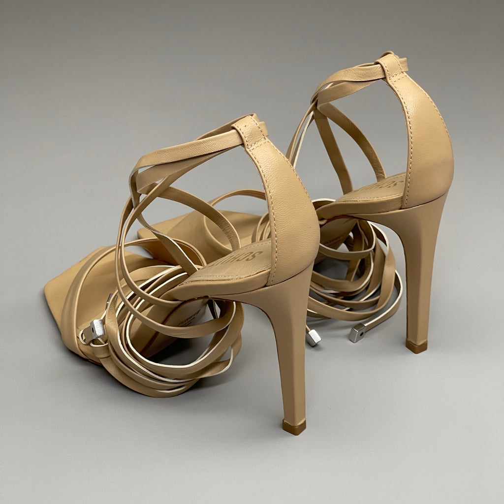 SCHUTZ Bryce Ankle Tie Women's Leather High Heel Sandal Light Nude Sz 10B (New)