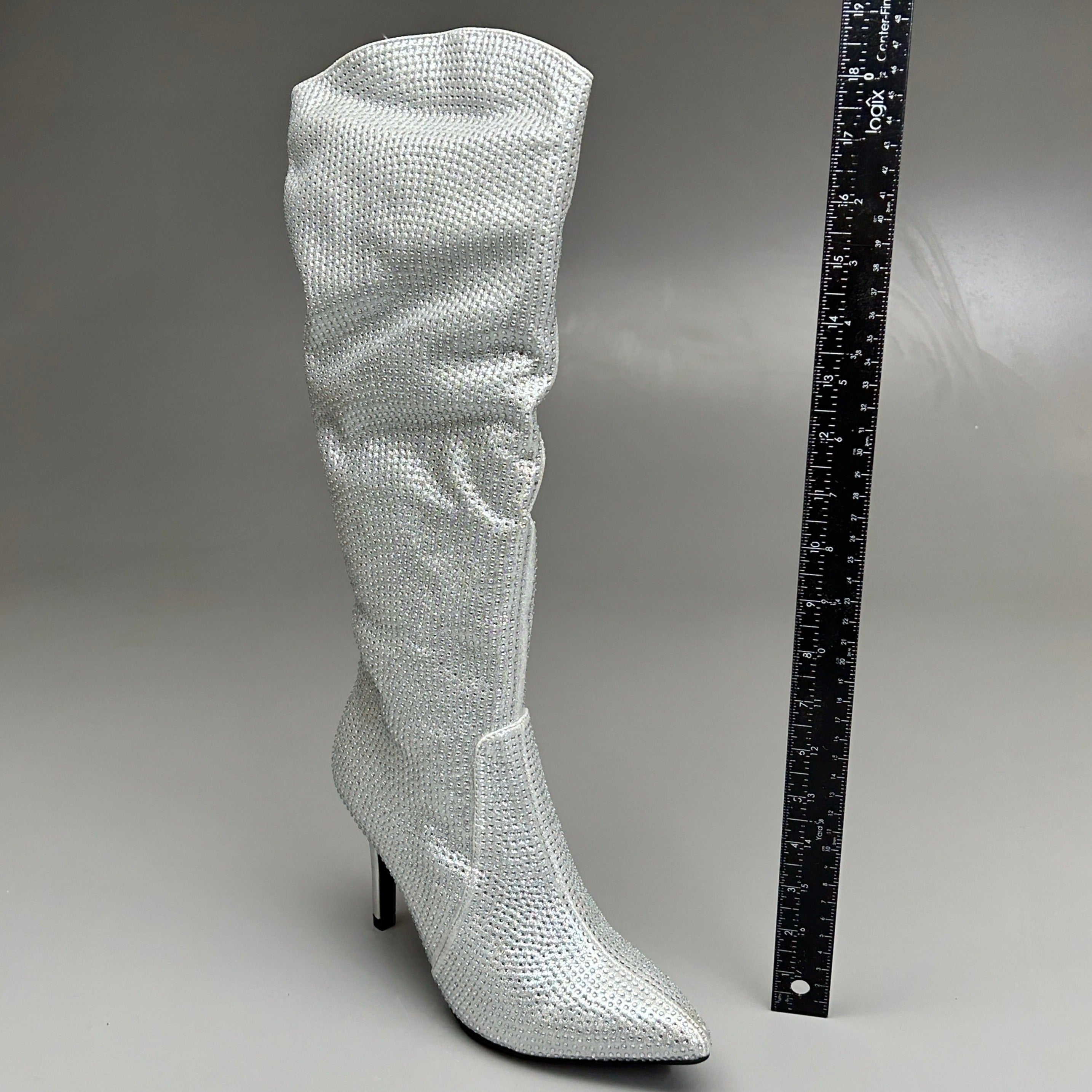MIA Mackynzie Silver Stone Tall Heeled Boots Sz 6.5M Q100302