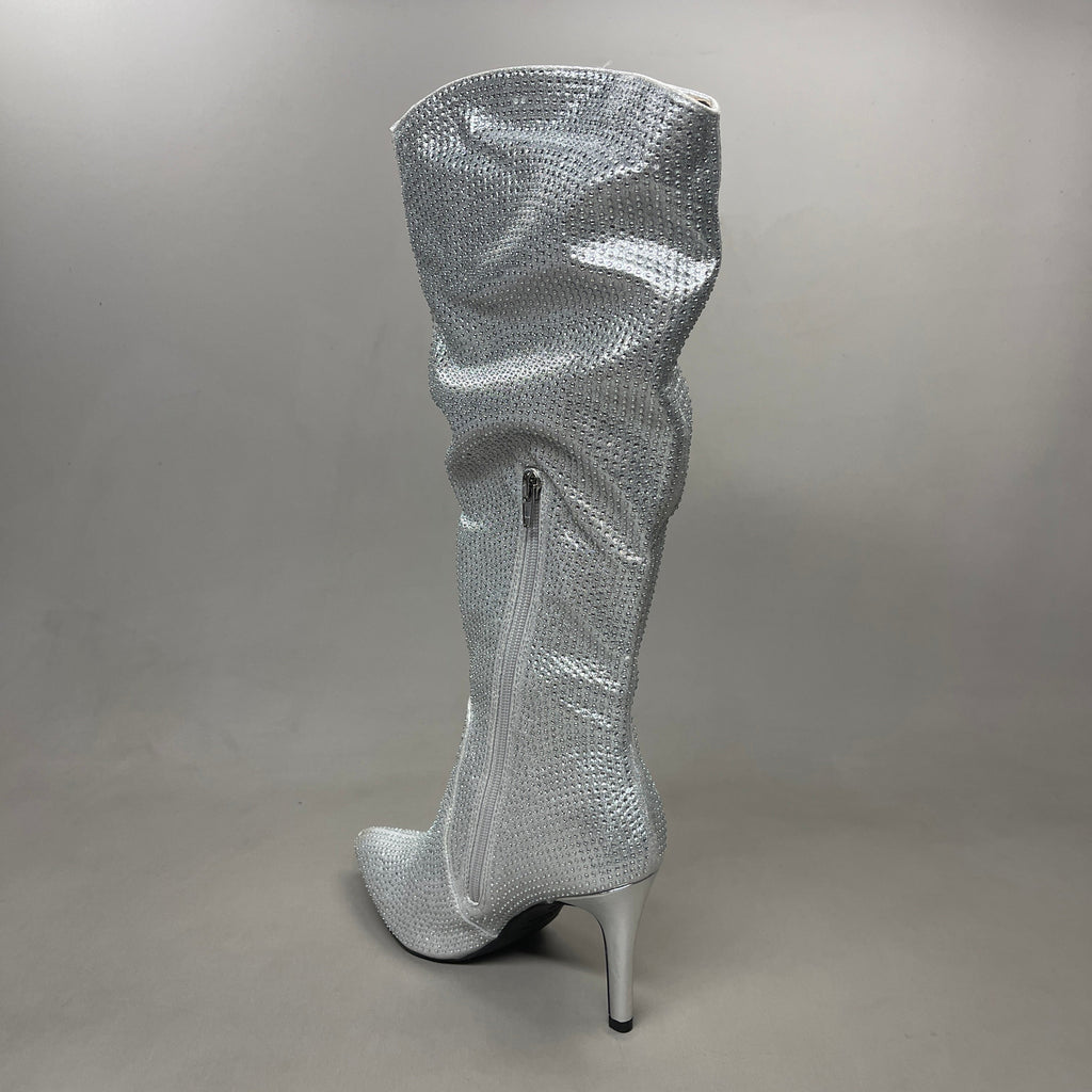 MIA Mackynzie Silver Stone Tall Heeled Boots Sz 9M Q100302