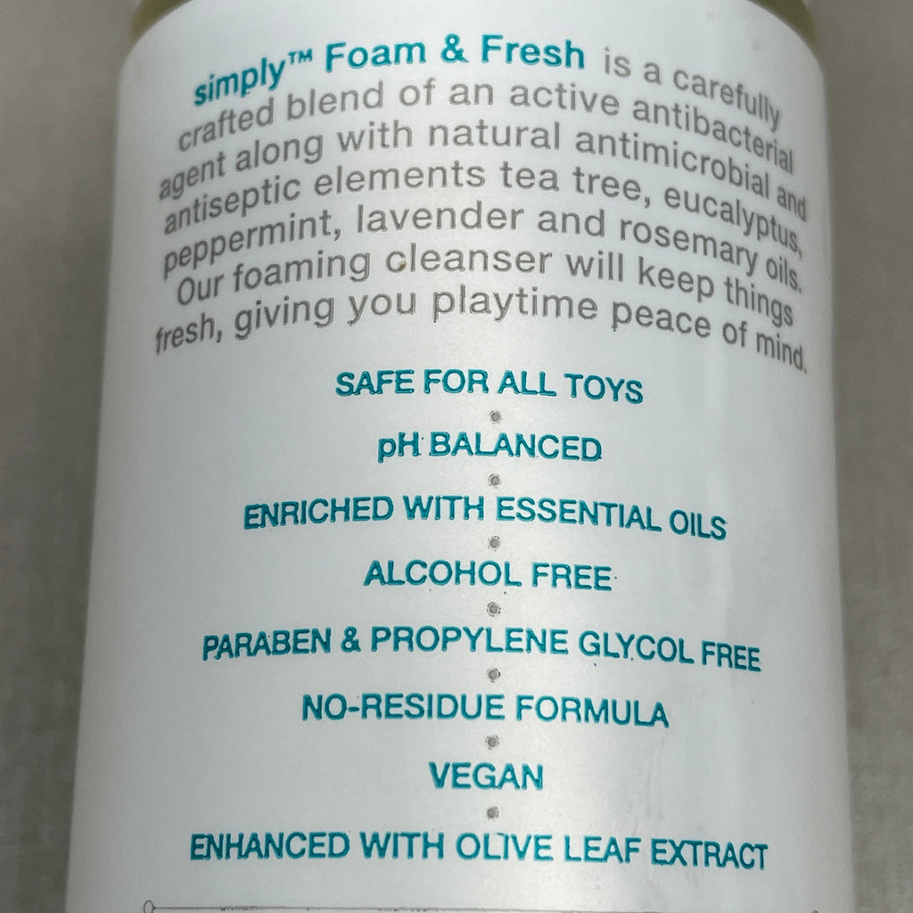 WICKED SENSUAL CARE Simply Foam 'n Fresh Clean & Simple Anti-Bacterial Foaming Toy Cleaner Enhanced w/ Olive Leaf Extract 7 oz (New)