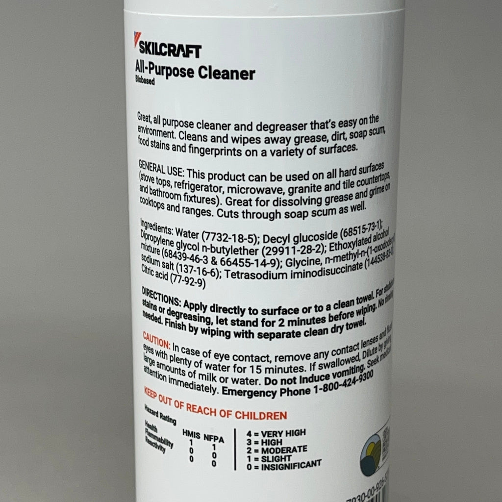 SKILCRAFT (12 PACK) All Purpose Cleaner Biobased 16 oz Spray Bottle 9265280 (New)