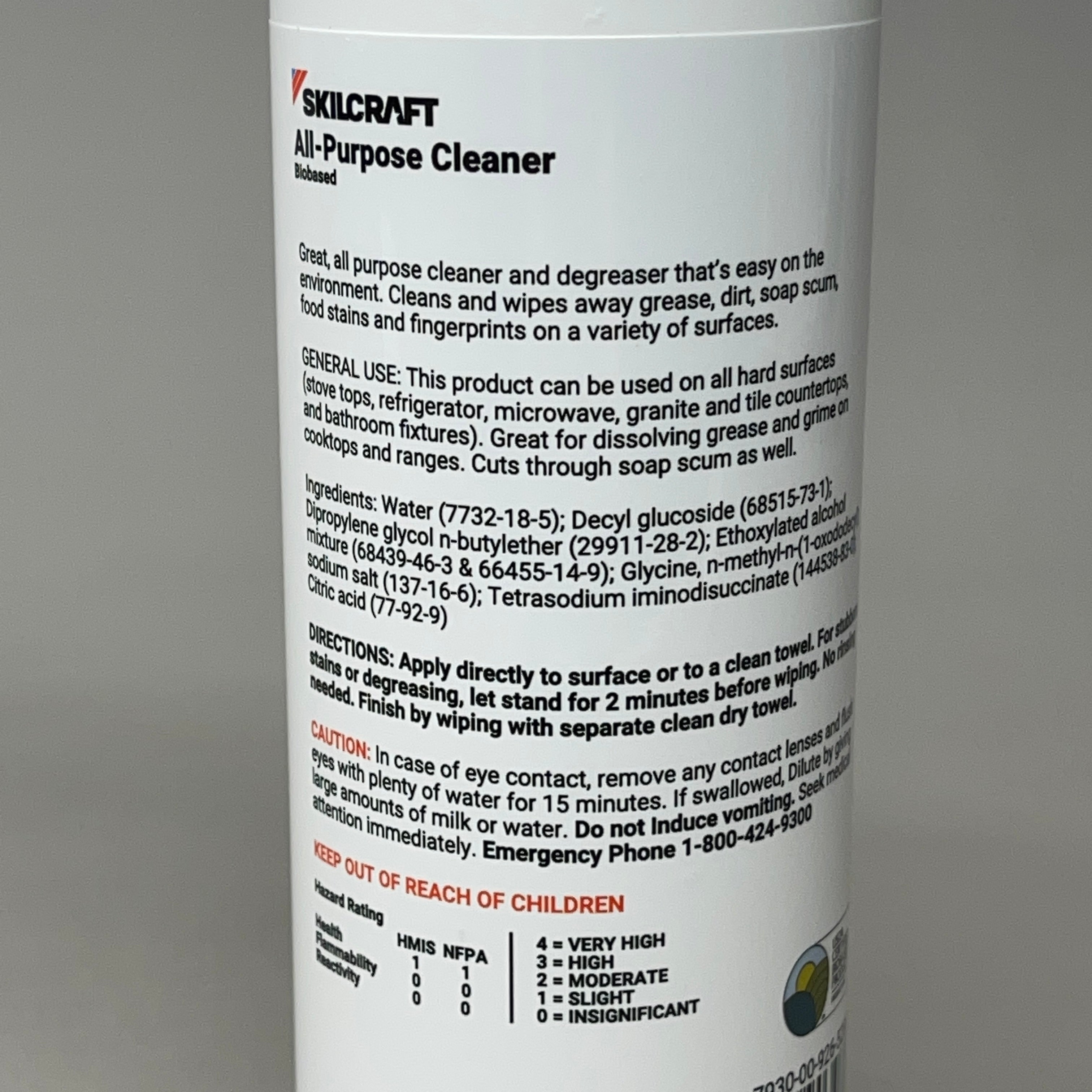 SKILCRAFT (12 PACK) All Purpose Cleaner Biobased 16 oz Spray Bottle 9265280 (New)