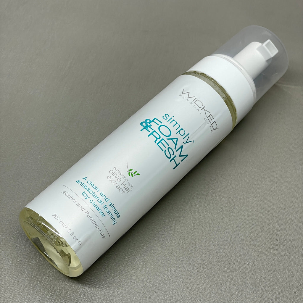 WICKED SENSUAL CARE Simply Foam 'n Fresh Clean & Simple Anti-Bacterial Foaming Toy Cleaner Enhanced w/ Olive Leaf Extract 7 oz (New)