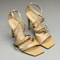 SCHUTZ Bryce Ankle Tie Women's Leather High Heel Sandal Light Nude Sz 9B (New)