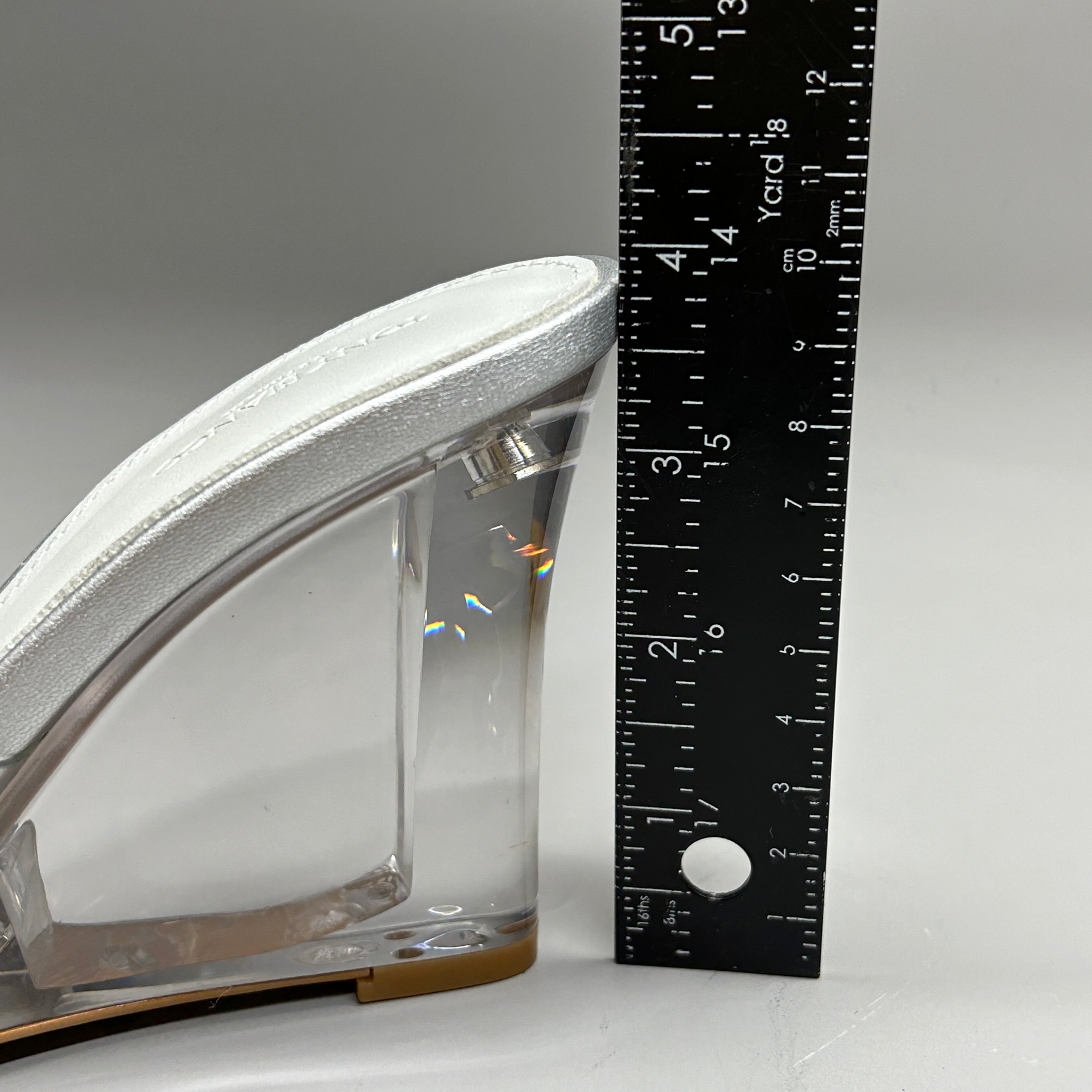 TONY BIANCO Alessi Clear Vinylite/Silver Wedges Women's Heels Sz 5.5 (New)