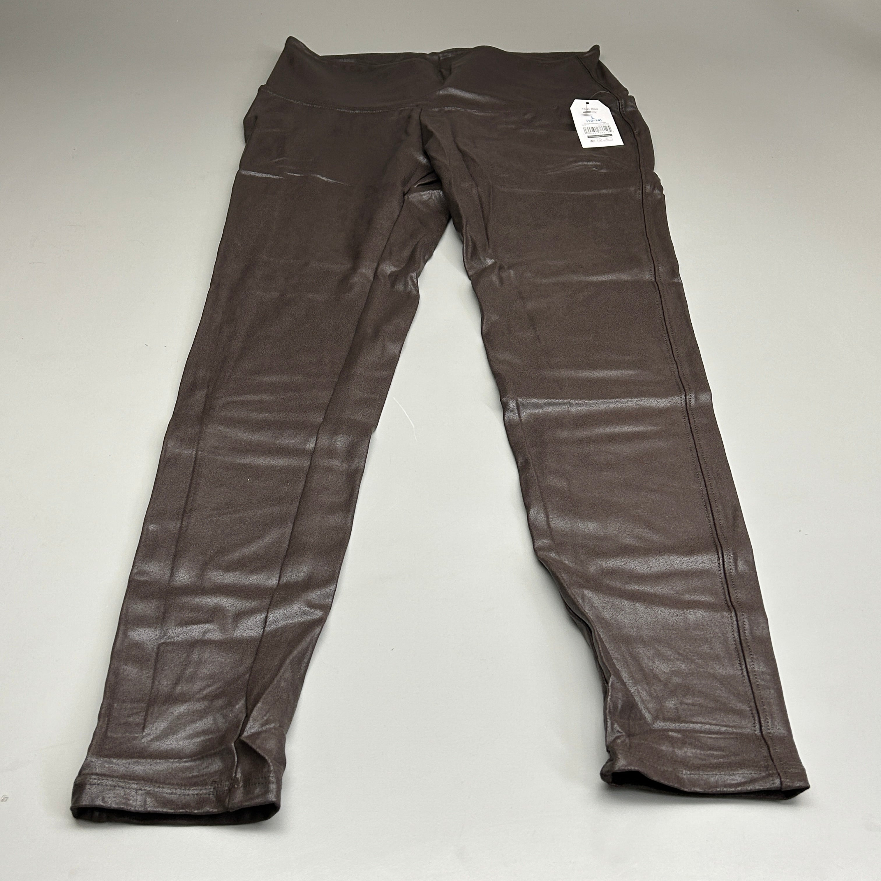 TIME AND TRU Women's Faux Leather Leggings Sz L 12-14 Brown (New)