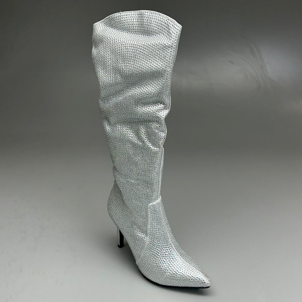 MIA Mackynzie Silver Stone Tall Heeled Boots Sz 8M Q100302