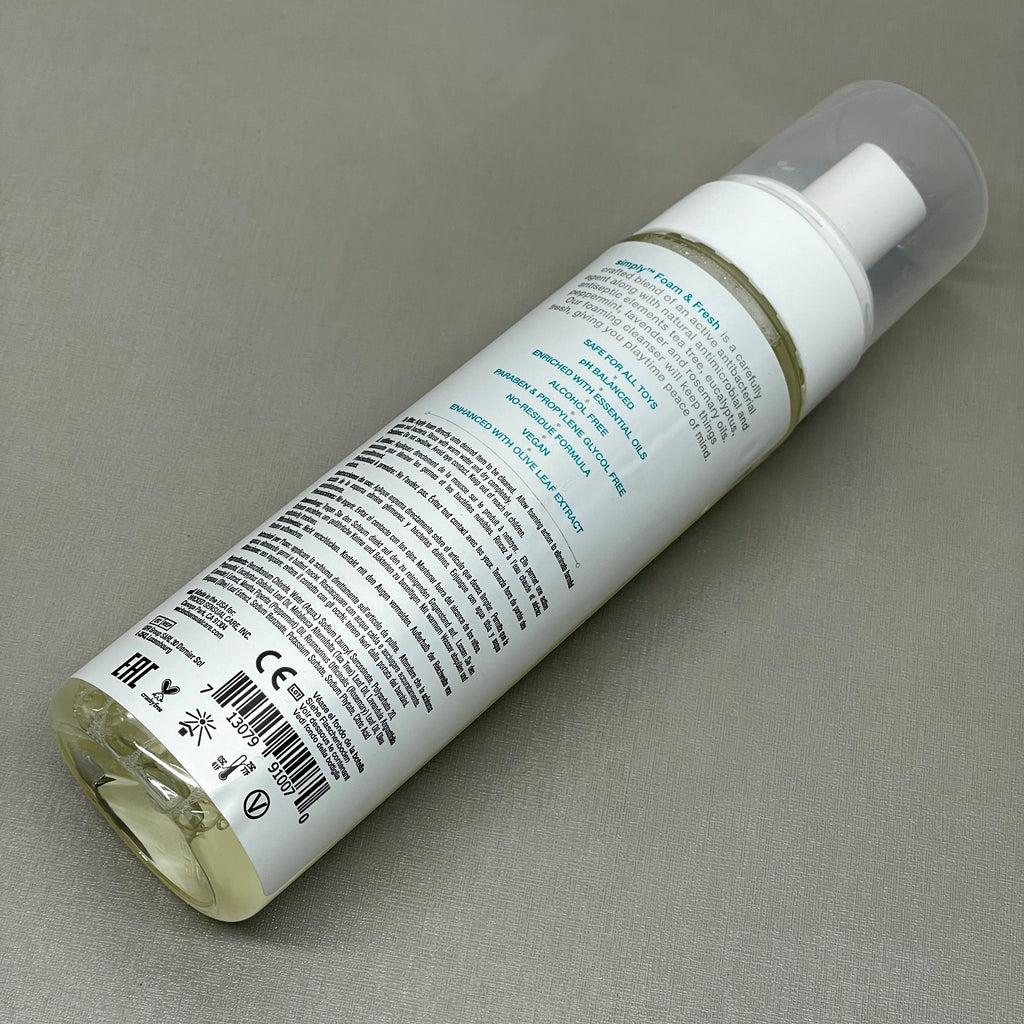 WICKED SENSUAL CARE Simply Foam 'n Fresh Clean & Simple Anti-Bacterial Foaming Toy Cleaner Enhanced w/ Olive Leaf Extract 7 oz (New)