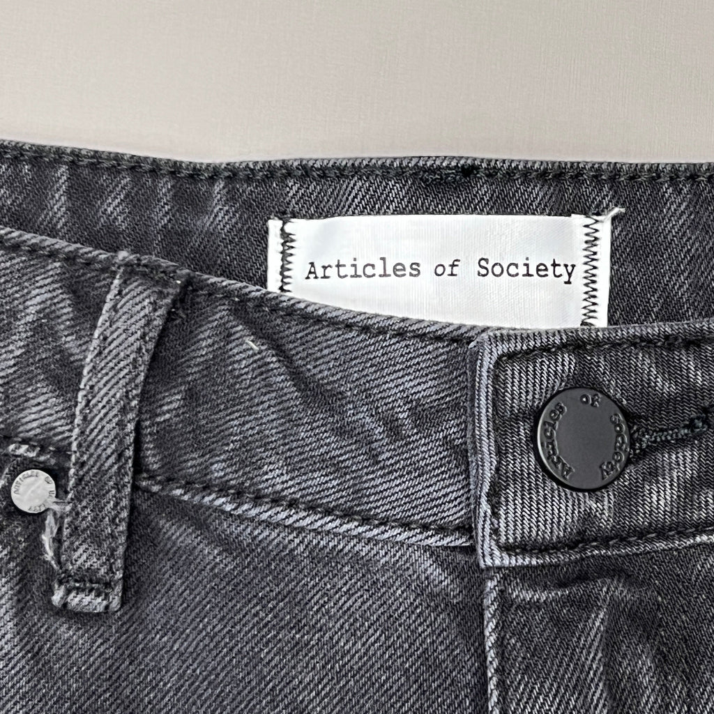 ARTICLES OF SOCIETY Kate Eleele Raw Hem Cropped Jeans Women's Sz 27 Black 4810TQB-720 (New)