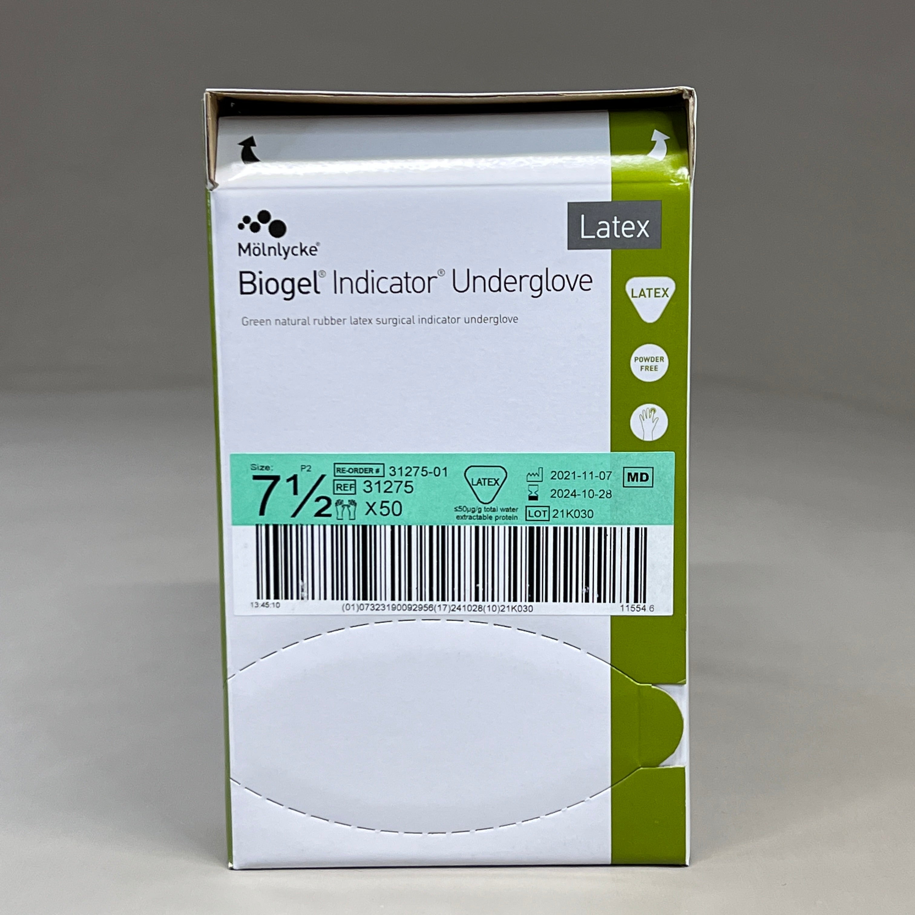 MOLNLYCKE Biogel M Latex Surgical Gloves Enhanced Grip SZ 7.5 Straw Yellow 50 Pairs 30575 (New)