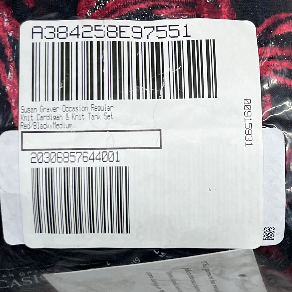 SUSAN GRAVER Knit Cardigan & Tank Set Women's Sz M Red / Black A384258E97551 (New)
